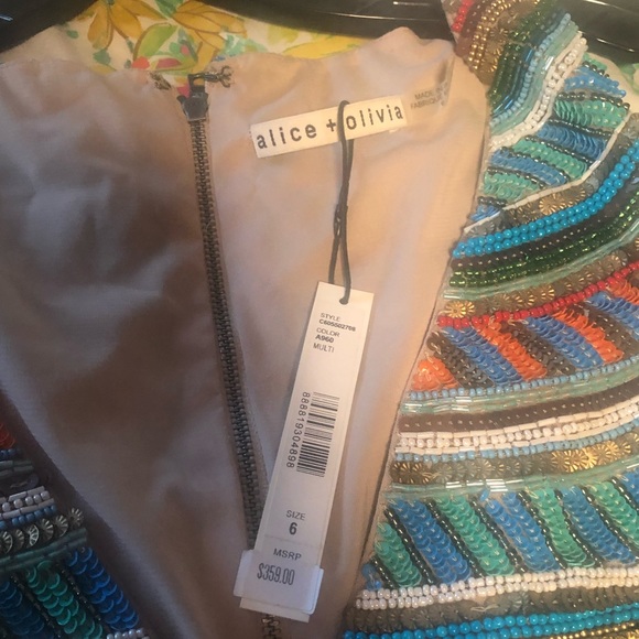 NWT Alice + Olivia Striped Beaded Dress - Picture 4 of 6
